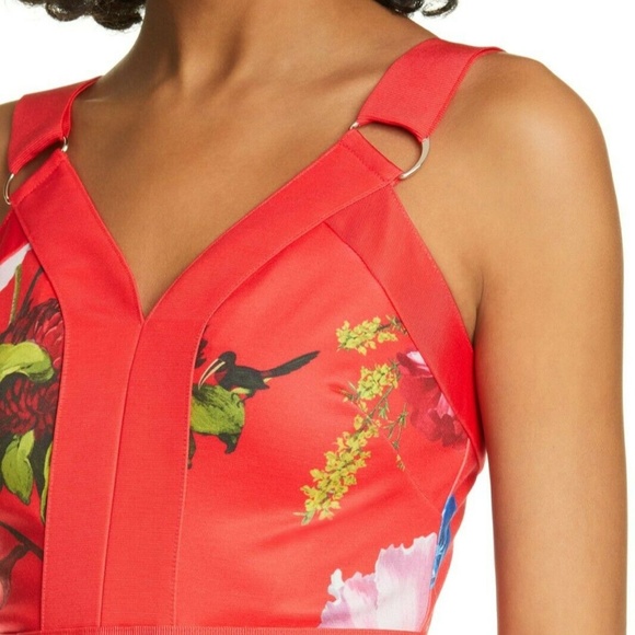NWT TED BAKER Red Floral Print AMYLIA BODYCON - Picture 4 of 6
